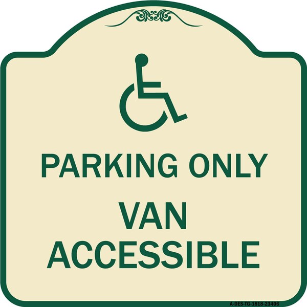 Parking Van Accessible W/ Graphic Heavy-Gauge Aluminum Architectural Sign, 18" x 18", TG-1818-23406